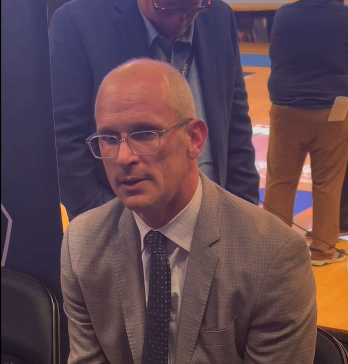What is UConn coach Dan Hurley wearing at Big East Media Day?