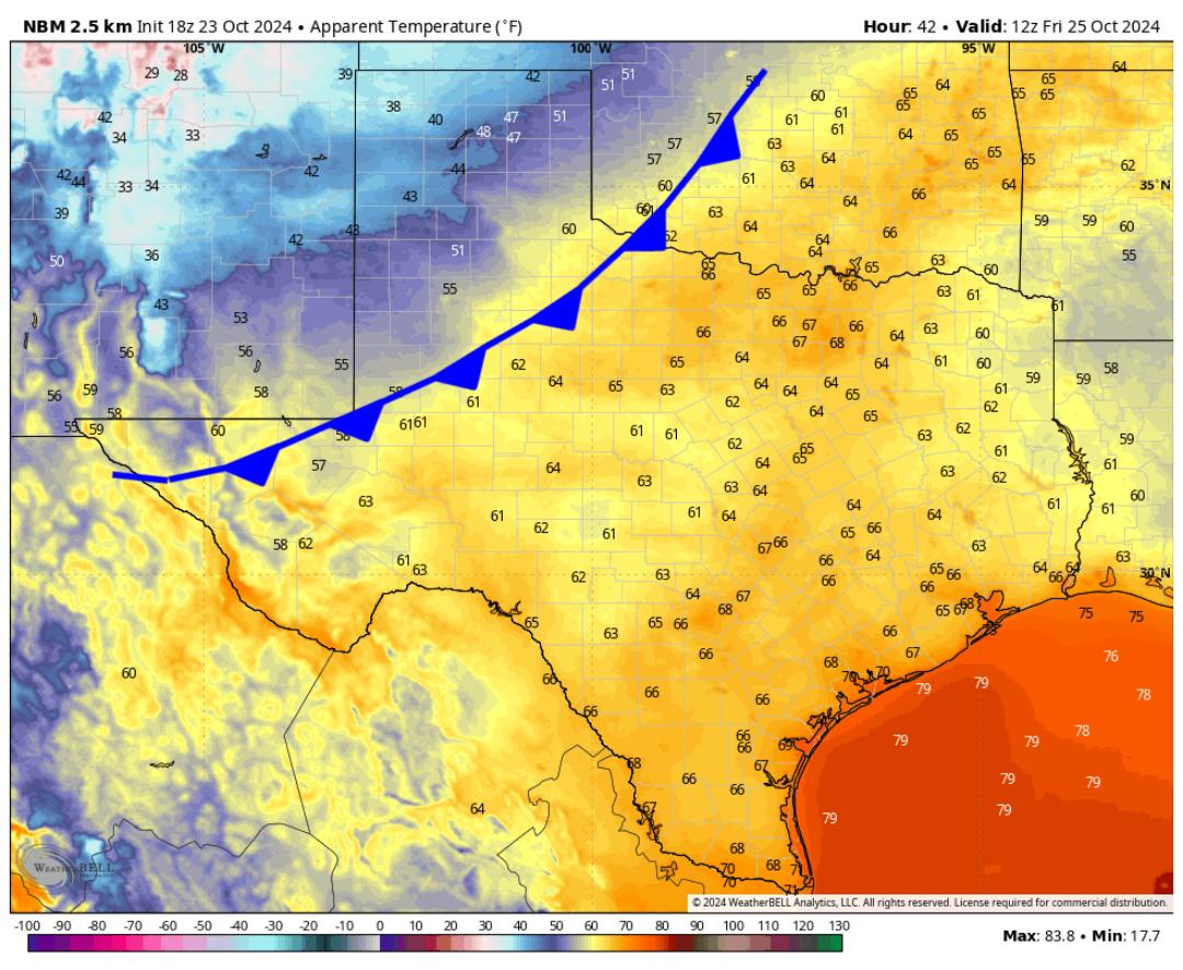Cold front to hit parts of Texas Friday. Here's where temps fall.