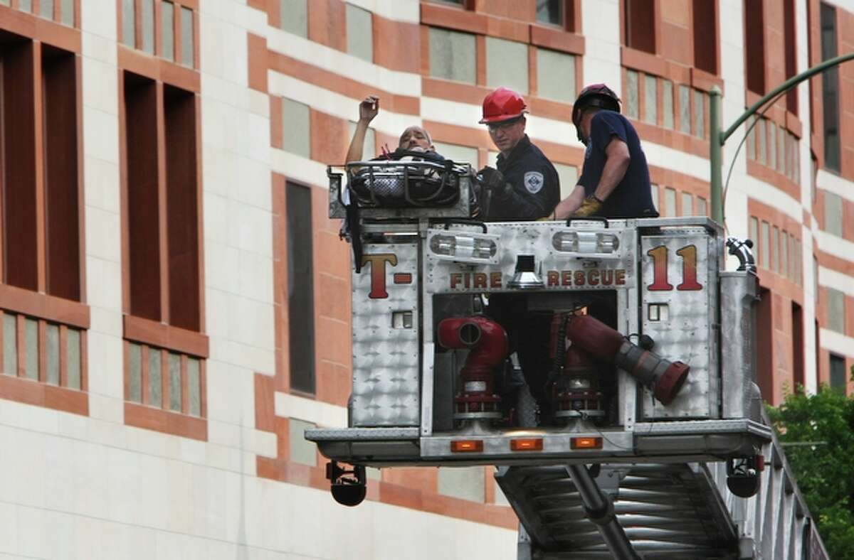 Four workers trapped inside the Cadena Reeves Justice Center after a partial ceiling collapse Friday morning have been rescued. The collapse on the second floor happened shortly after 9 a.m