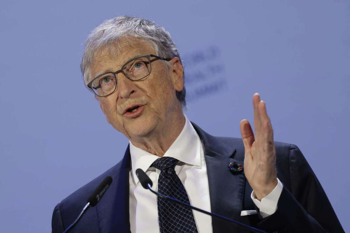 BERLIN, GERMANY - OCTOBER 14: Bill Gates speaks at the pledge session of the 2024 World Health Summit on October 14, 2024 in Berlin, Germany. The session raised over USD 1 billion from a variety of international donors.