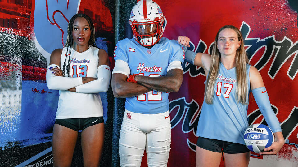 UH's blue jerseys for football and volleyball. 