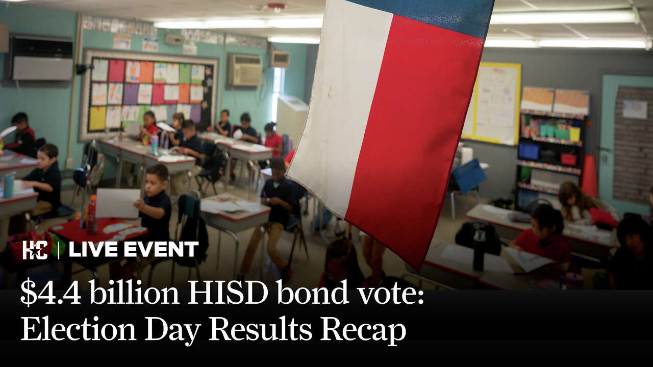 Promotional image for post-Election Day virtual event on HISD bond results