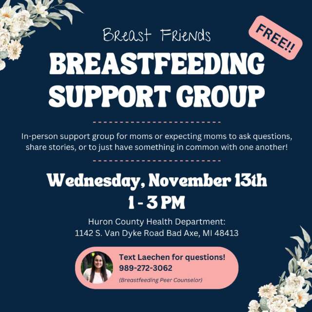 Huron County Breastfeeding Support Group monthly Meetings for Moms