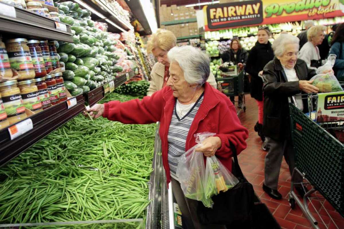 Shoppers fill the aisles on opening day of Fairway Market in Stamford, Conn. on Wednesday November 3, 2010.