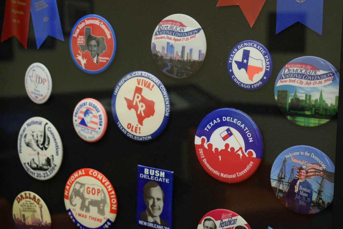 Buttons on display as part of 'Pinned to History: The Desenberg Political Campaign  Button Collection' Buttons on display as part of 'Pinned to History: The Desenberg Political Campaign  Button Collection'