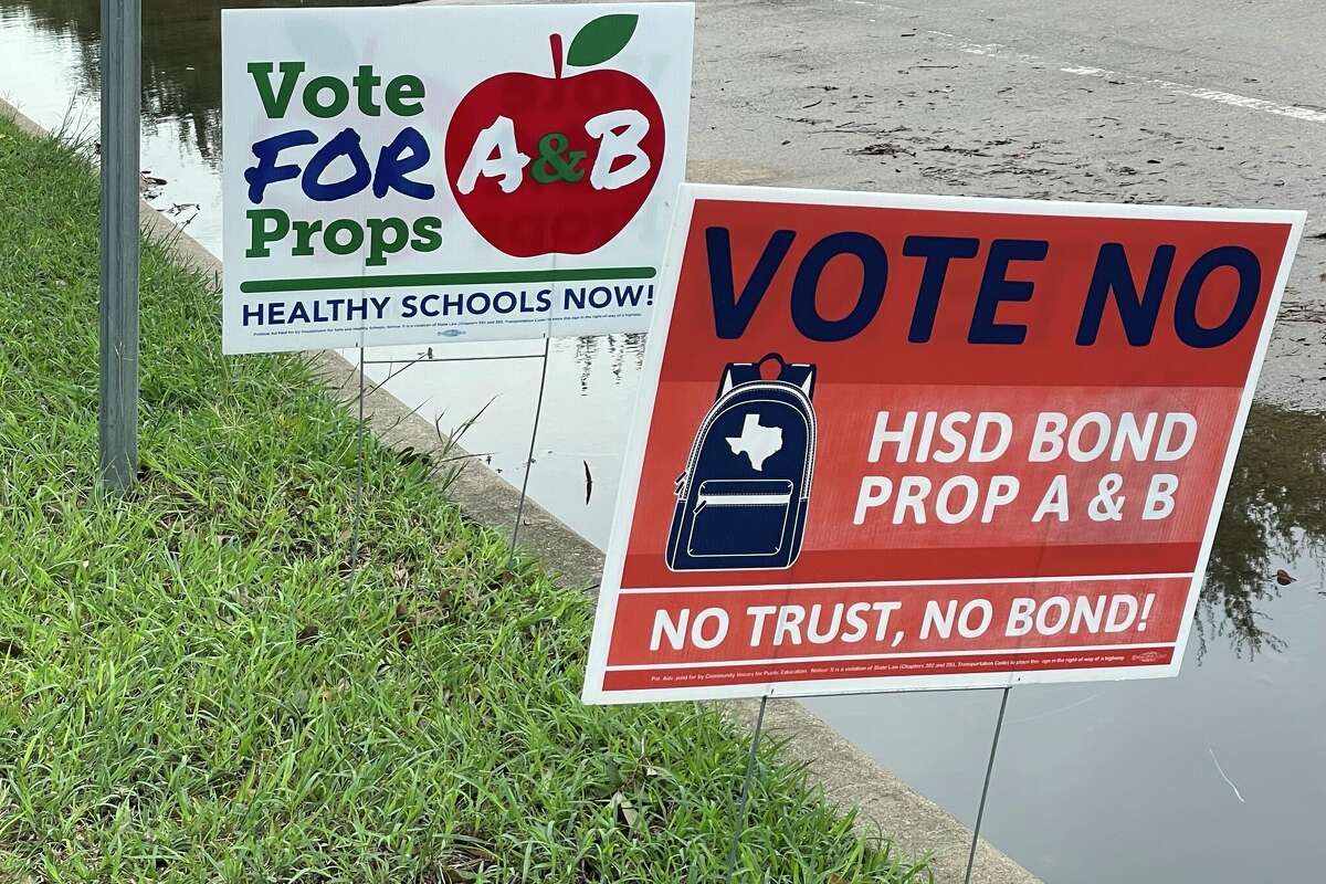 Signs outside a Houston polling location.