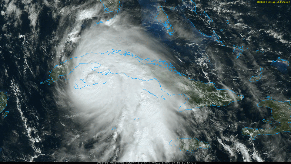 Shown is a weather satellite image of Hurricane Rafael, as it approached western Cuba around 10:30 a.m. Wednesday. 