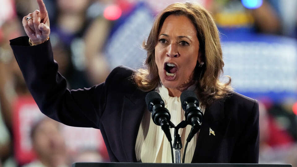 Vice President Kamala Harris focuses on reproductive health at rally Friday, Oct. 25, 2024 at Shell Energy Stadium in Houston. 