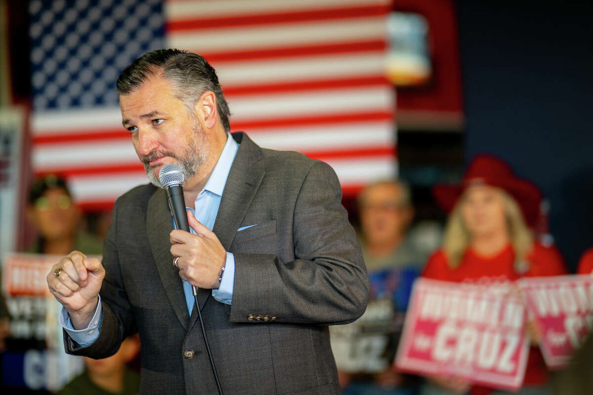 U.S. Sen. Ted Cruz (R-TX) speaks during a bus tour campaign rally at the Jokers IceHouse Bar & Grill on October 31, 2024 in Killeen, Texas. With less than one week to go and a 2 point lead, Cruz continues facing off against Democratic Senate candidate U.S. Rep. Colin Allred in a tightening race ahead of the November 5 general election. 