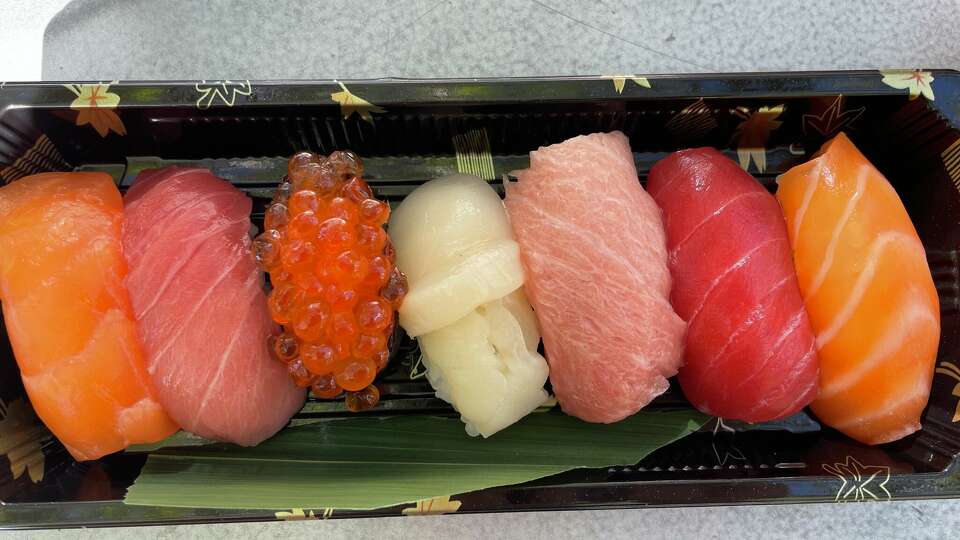 A nigiri set from Ebiko, a takeout sushi restaurant in San Francisco and Oakland.