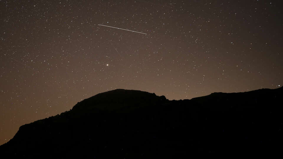 Leonids meteor streaks across the sky over Gudul district of Ankara, Turkey on November 17, 2020. 