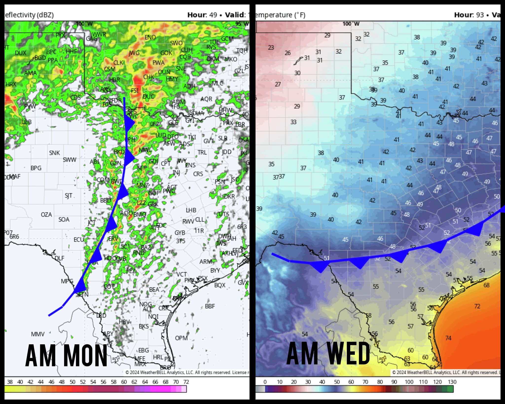 Two cold fronts aim for South Texas this week. Here’s a timeline.