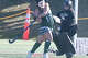Guilford's Elize Burgess (17) and goalie Addison Oakes (00) during the Guilford vs Branford field hockey CIAC Championship game on Saturday, November 16, 2024, at Wethersfield High School.
