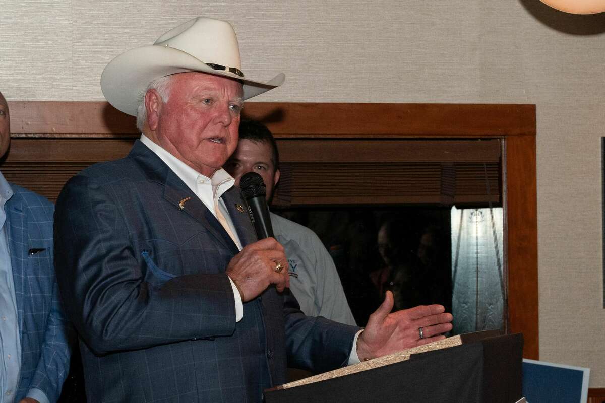 Commissioner of Agriculture of Texas Sid Miller speaks during a Texas Republican Party election night rally in Austin, Texas, on November 8, 2022. (Photo by SUZANNE CORDEIRO / AFP) (Photo by SUZANNE CORDEIRO/AFP via Getty Images)