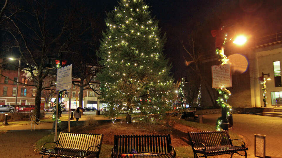 Mayor Mark Boughton held a Christmas tree lighting at 5 p.m. in front of the Danbury Public Library in downtown Danbury, Conn., on Friday Dec. 4, 2020. Afterwards, Danbury Fire Department trucks made their way through downtown Danbury to celebrate the start of the Christmas holiday. Unfortunately, due to the coronavirus pandemic, the event had to be scaled down and shown virtually online.