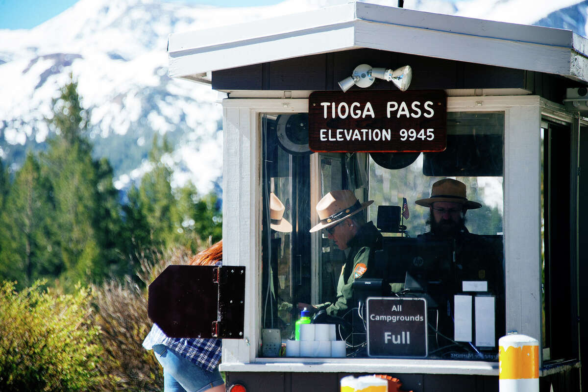 Tioga Pass entrance to Yosemite National Park in CA, United States. The US National Park Service commemorates its 100th anniversary on August 25, 2016.