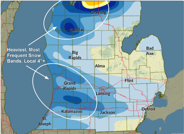 Lake effect snow to hit West Michigan post-Thanksgiving