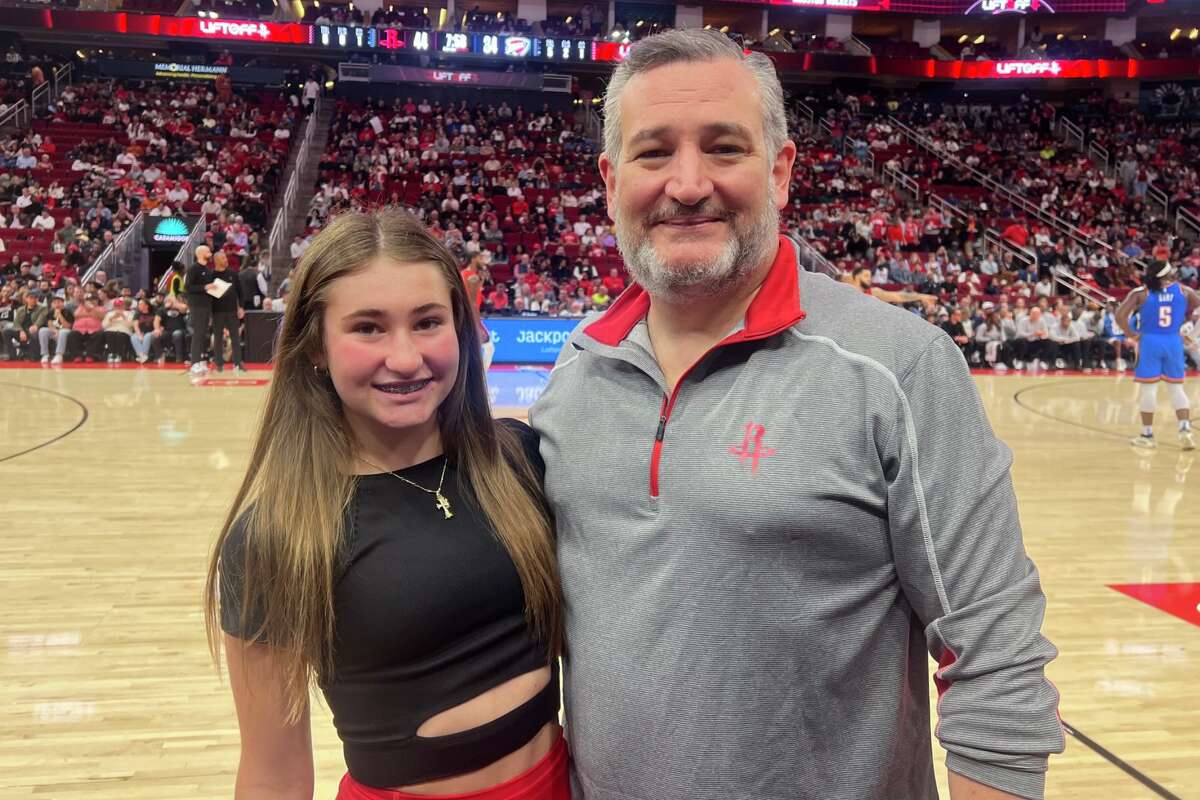 Ted Cruz made a point of celebrating his attendance at Sunday's Rockets win over the Oklahoma City Thunder.