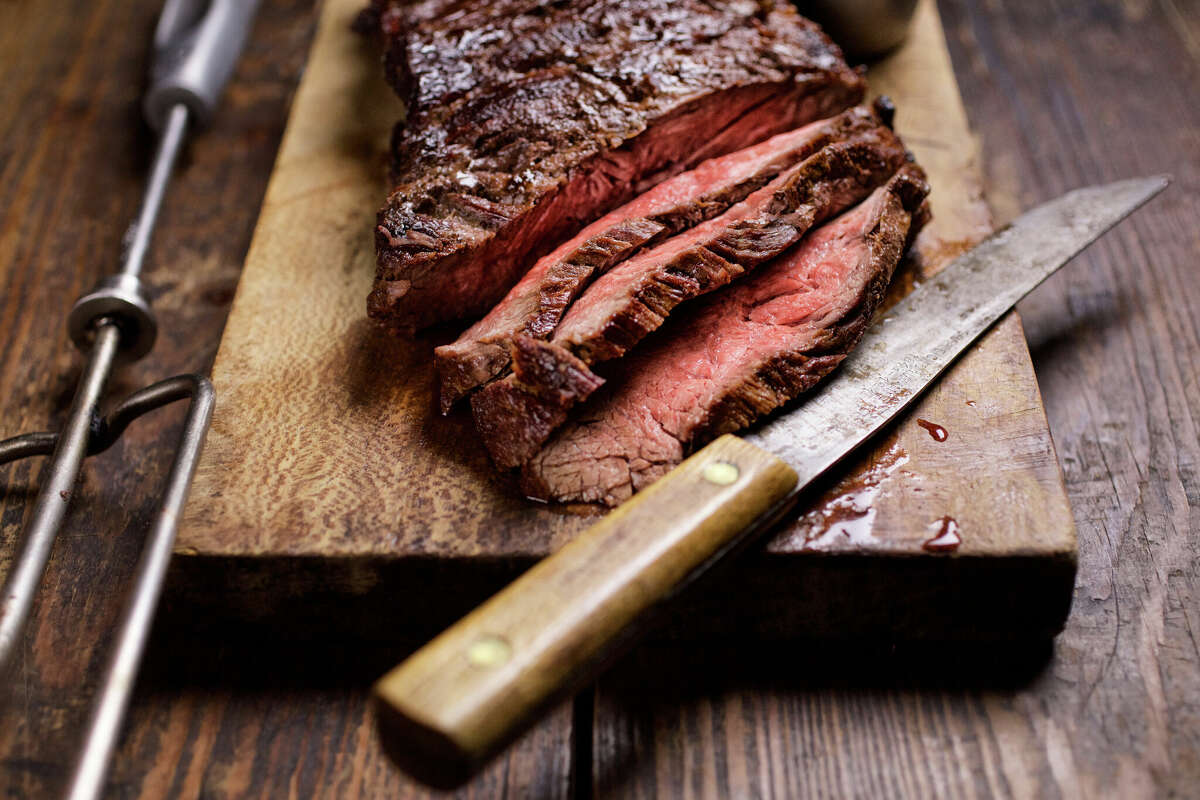 A cut of fraldinha (flank) steak at Fogo de Chão.