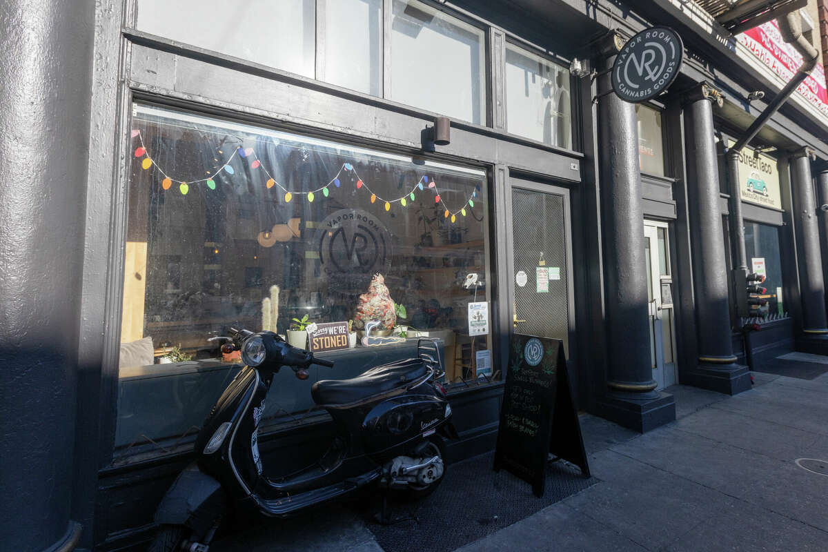 The exterior of the Vapor Room, a cannabis dispensary on 9th Street just south of Market Street, in San Francisco, Calif. on Dec. 4, 2024.