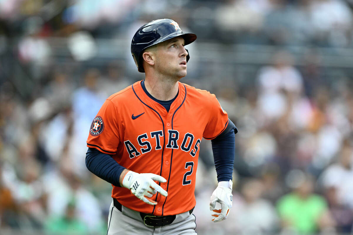 SAN DIEGO, CA - SEPTEMBER 18: Alex Bregman #2 of the Houston Astros plays during a baseball game against the Houston Astros, September 18, 2024 at Petco Park in San Diego, California. (Photo by Denis Poroy/Getty Images)