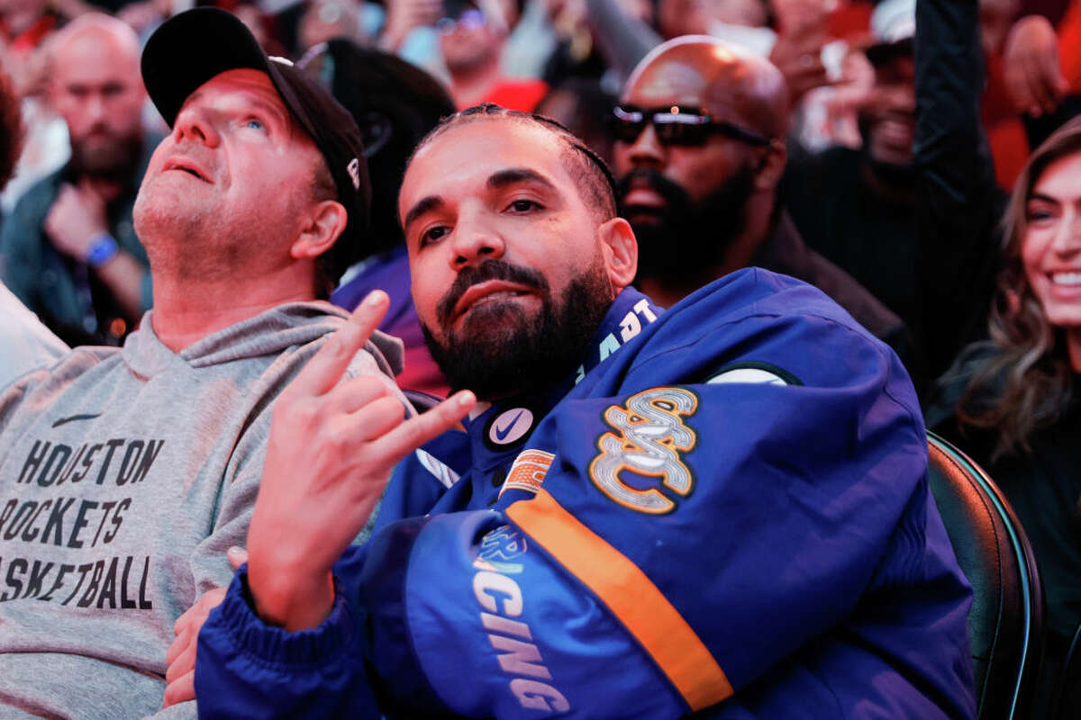 Rapper, songwriter, and icon Drake attends a game between the Houston Rockets and the Cleveland Cavaliers at Toyota Center 