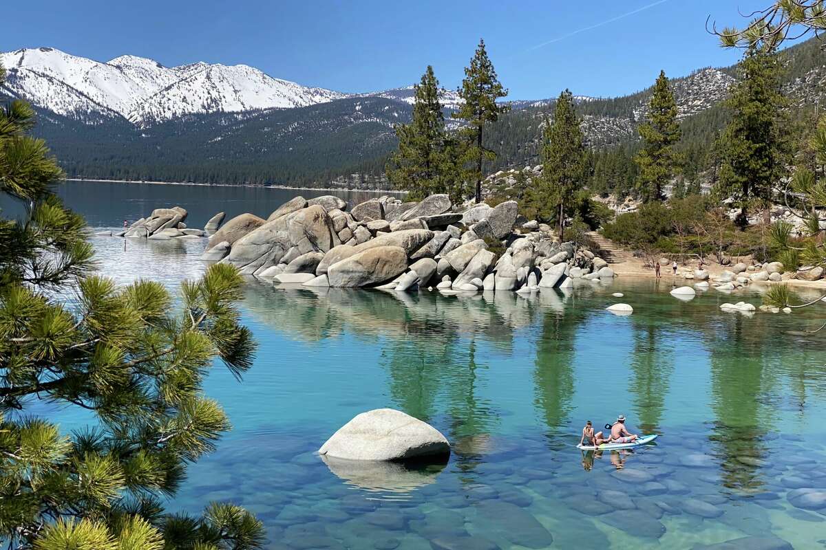 Enjoy kayaking, along with scuba diving and swimming, at Sand Harbor State Park in Nevada.