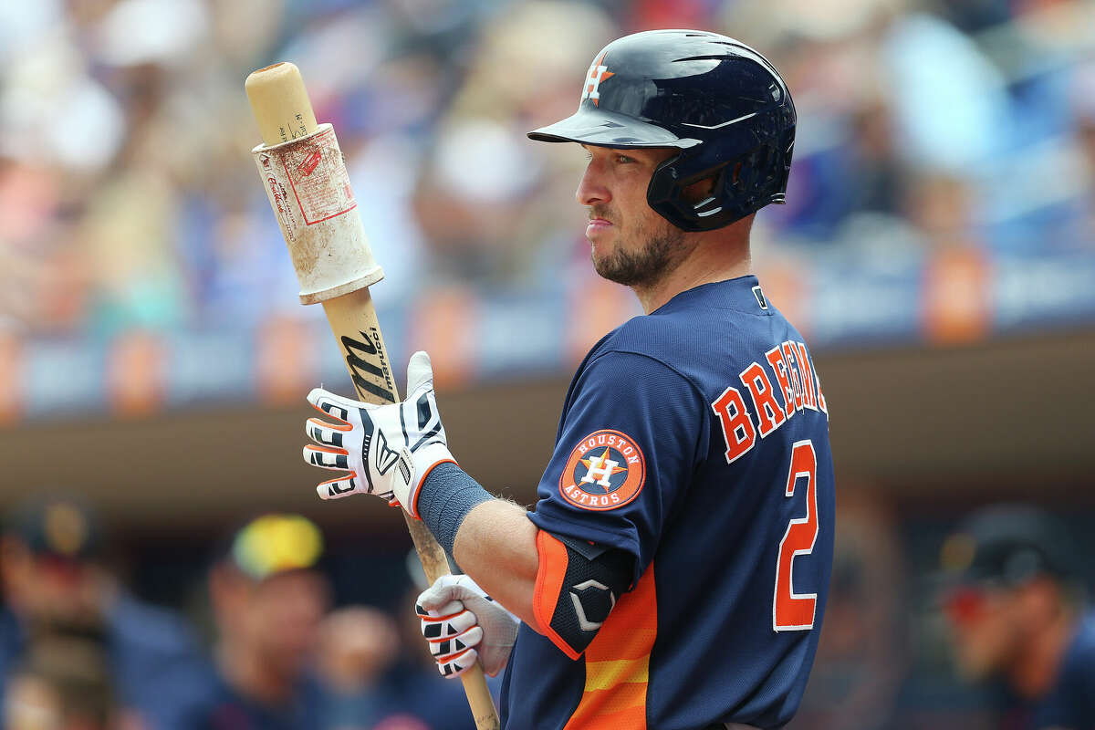 PORT ST. LUCIE, FL - MARCH 08: Alex Bregman #2 of the Houston Astros in action against the New York Mets during a spring training baseball game at Clover Park on March 8, 2020 in Port St. Lucie, Florida. The Mets defeated the Astros 3-1. (Photo by Rich Schultz/Getty Images)