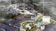 A rendering depicts an aerial view of Port San Antonio’s concept known as the Defense Industrial Research Campus of the Future.