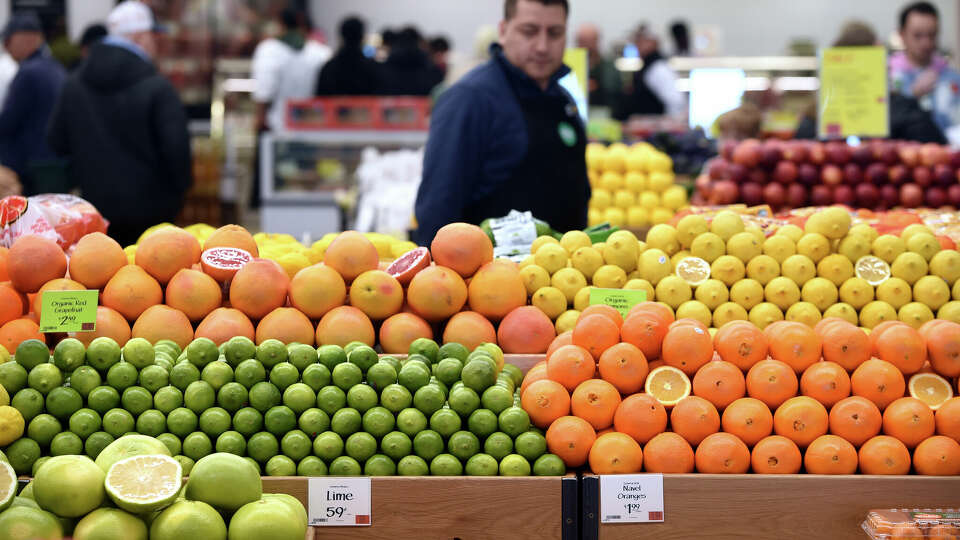 Neatly stacked produce awaits customers at the new Whole Foods Market on High Ridge Road in Stamford on December 12, 2024.