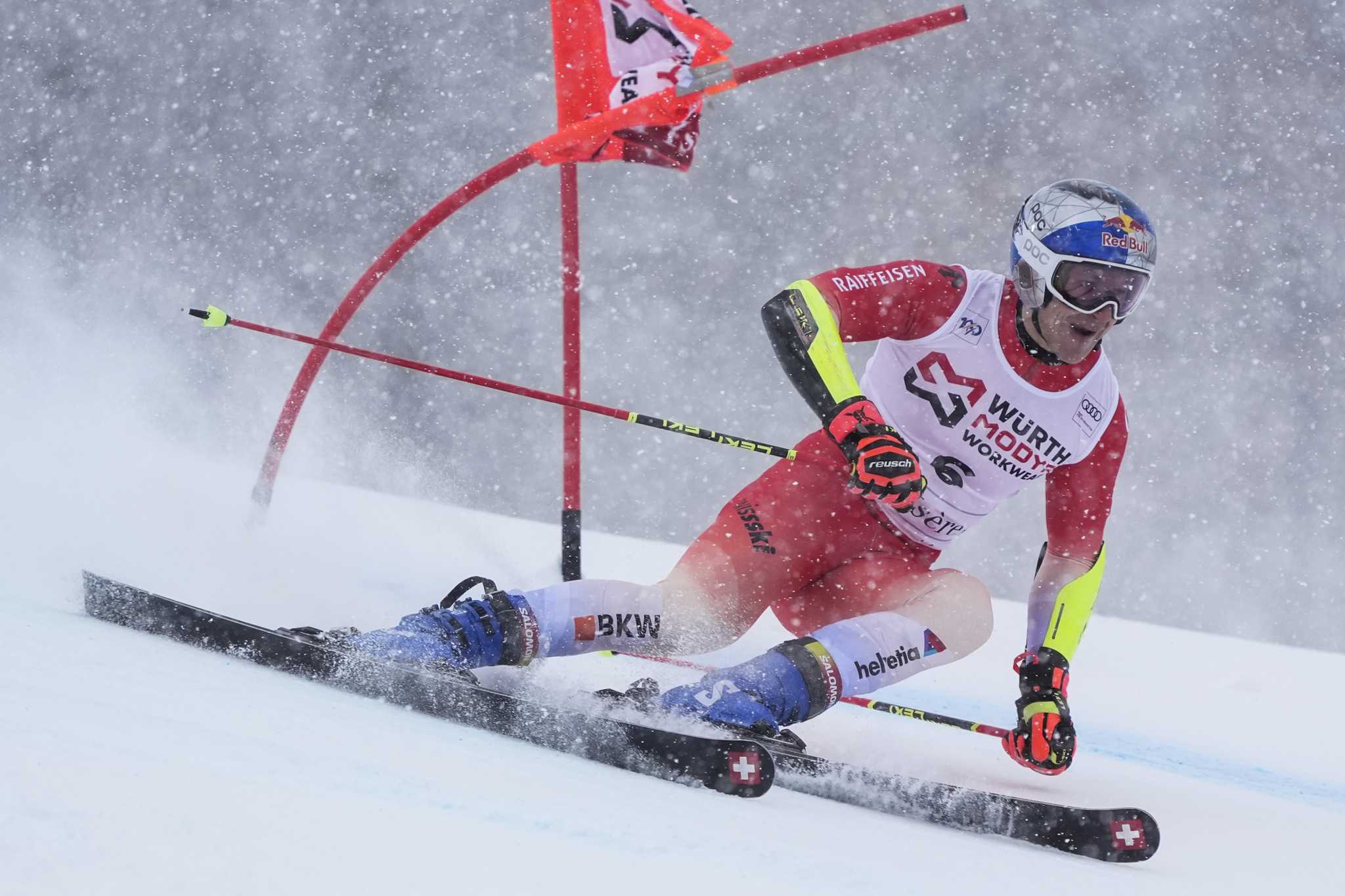 Olympic ski champion Marco Odermatt leads World Cup GS in French Alps ...