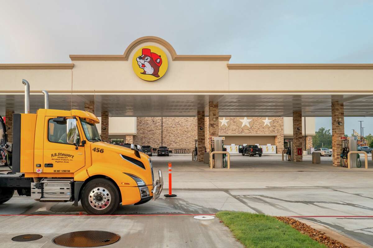 LULING, TEXAS - JUNE 12: A truck is parked outside of the Buc-ee's convenience store on June 12, 2024 in Luling, Texas. Characters from a Facebook page invaded a Tennessee Buc-ee's last weekend.