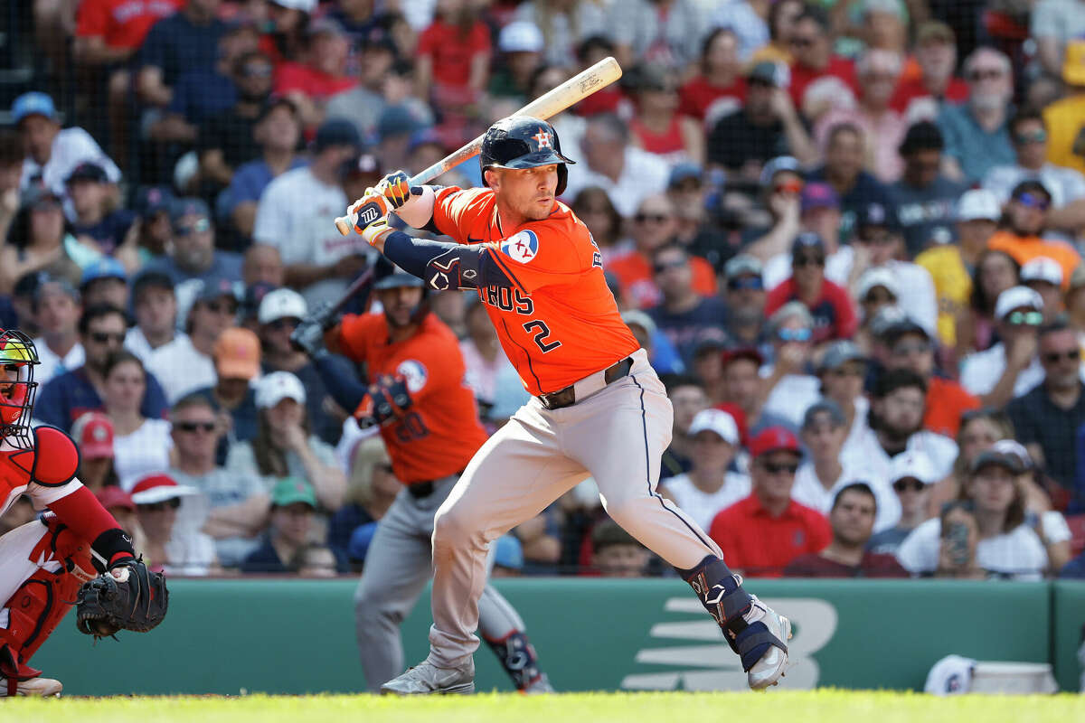 BOSTON, MA - AUGUST 11: Alex Bregman #2 of the Houston Astros bats against the Boston Red Sox during the fifth inning at Fenway Park on August 11, 2024 in Boston, Massachusetts. (Photo By Winslow Townson/Getty Images)