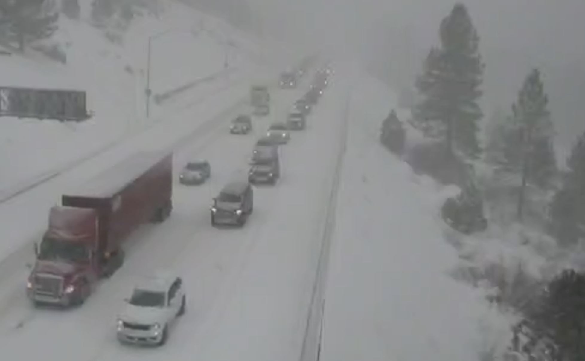 Winter storm causes major travel delays on I-80 to Lake Tahoe