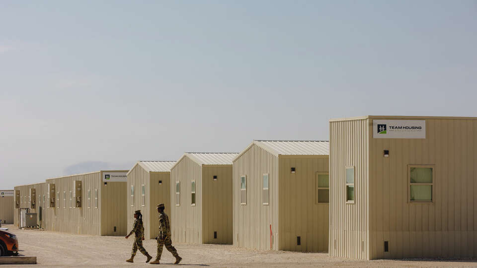 Inside Forward Operating Base Eagle, a newly built military base serving Operation Lone Star near the Rio Grande River on Tues, Nov. 26, 2024, in Eagle Pass, Texas.