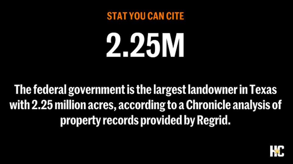 The federal government is the largest landowner in Texas with 2.25 million acres, according to a Chronicle analysis of property records provided by Regrid.