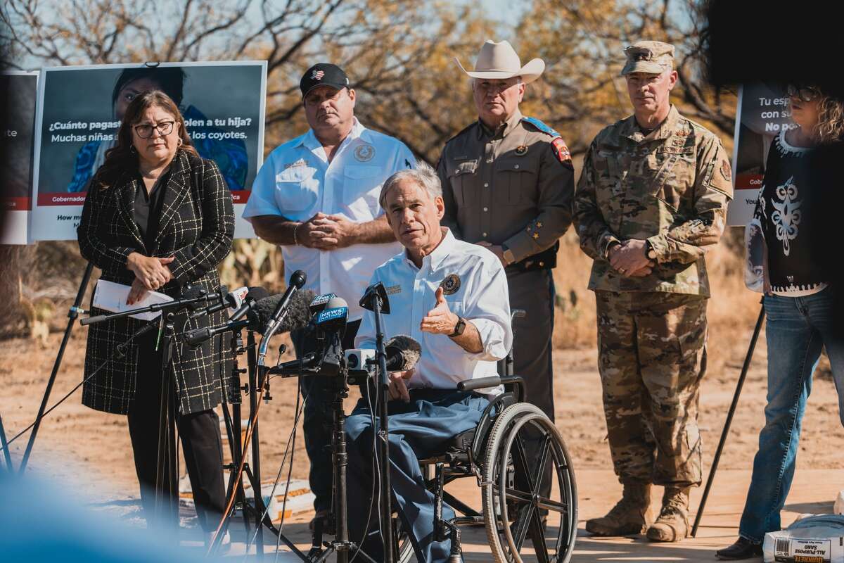 Gov. Greg Abbott unveiled a new billboard campaign aimed to deter migrants from entering the U.S.