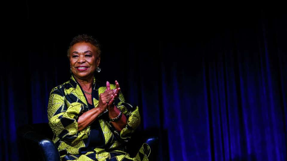 Congresswoman Barbara Lee sits onstage after being introduced by Renel Brooks-Moon (not pictured), former SF Giants PA voice, at the Kaiser Center for the Arts during an appreciation event for Lee in Oakland, Calif. on Saturday, December 14, 2024.