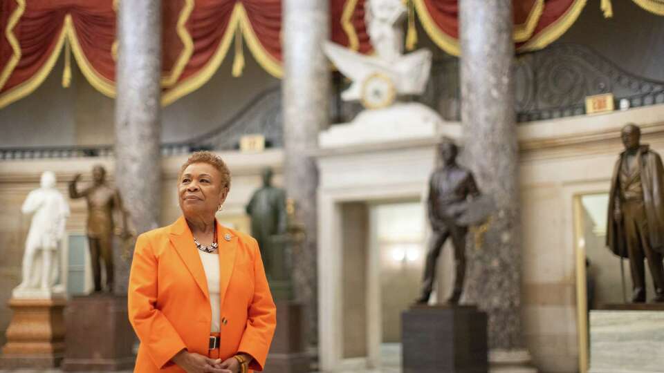 Congresswoman Barbara Lee (D-CA) poses for a portrait in the National Statuary Hall Collection, inside the U.S. Capitol building on December 18, 2024 in Washington, DC. Rep. Lee is ending her congressional career next month after serving in Congress for over two decades.