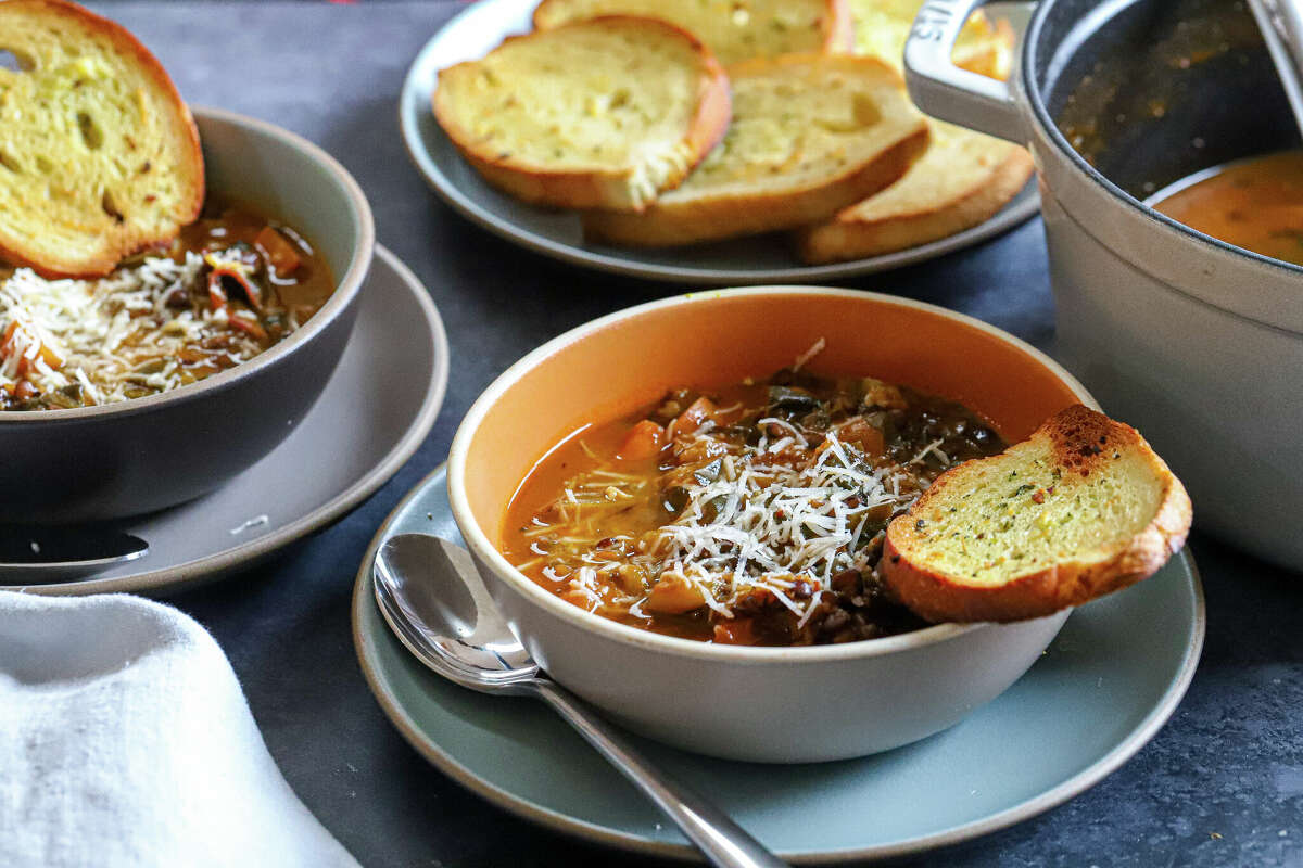 A simple one-pot meal swimming with greens