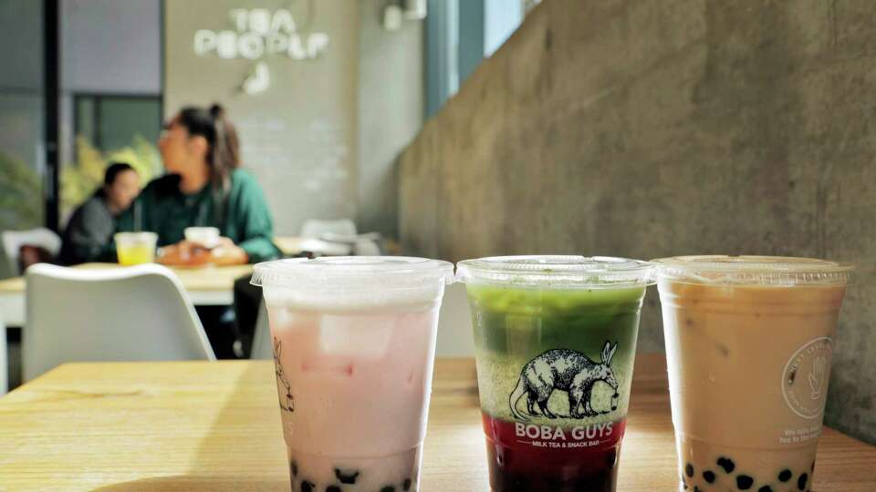 Several of the Boba drinks served at the Boba Guys store in San Francisco , Calif., on Monday, July 16, 2018. Board of Supervisors votes tomorrow on a plastic-straw ban that would go into effect at the end of July. It may have a large impact on the city's hundreds of shops and restaurants that serve bubble tea, because there are so few alternatives to the fat plastic straws essential to drinking the beverage. Boba Guys has done a ton of research on alternatives.