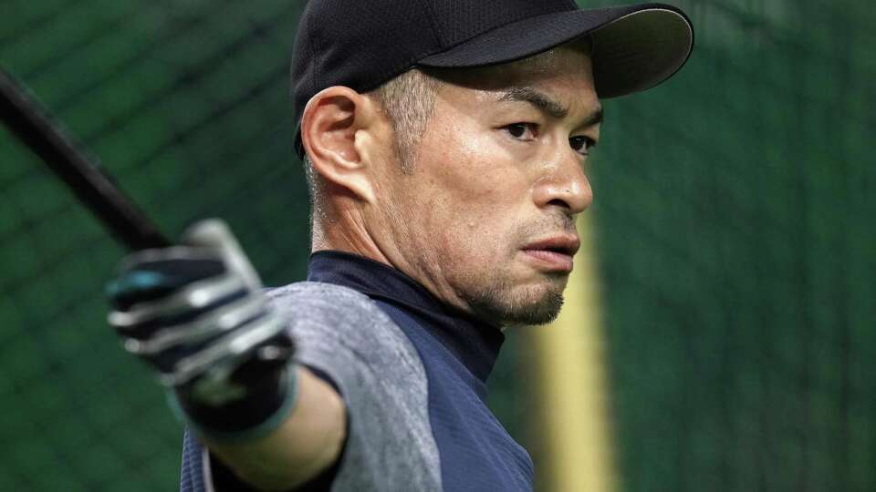 TOKYO, JAPAN - MARCH 17: Outfielder Ichiro Suzuki #51 of the Seattle Mariners warms up during a practice session ahead of the game between the Yomiuri Giants and Seattle Mariners at Tokyo Dome on March 17, 2019 in Tokyo, Japan.