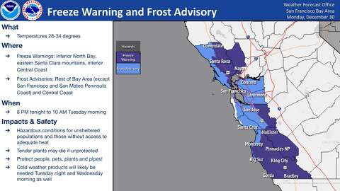 Here’s where Bay Area freeze warnings are in effect