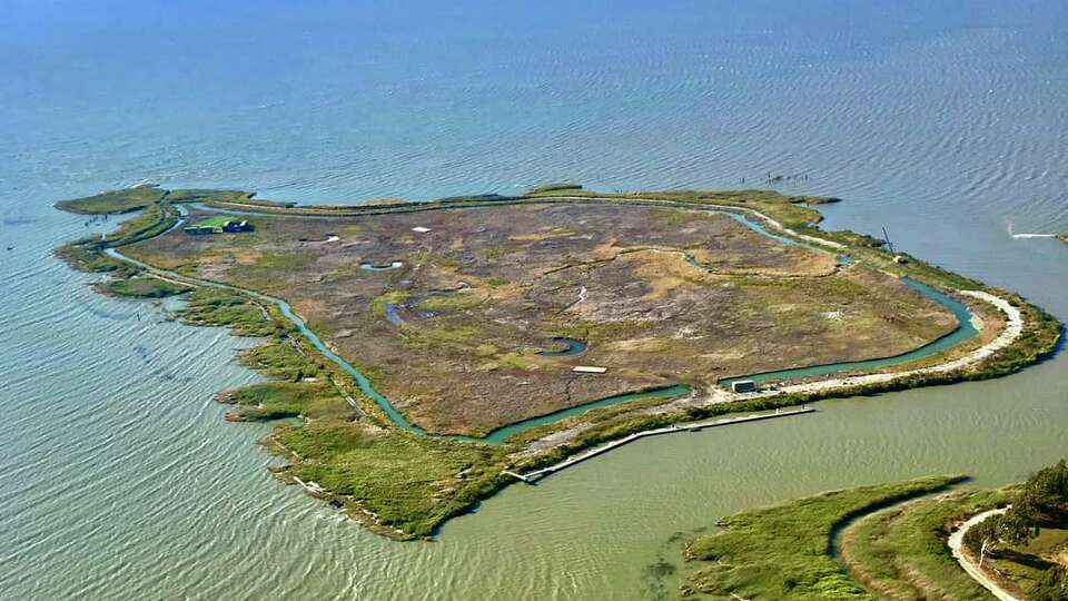 An aerial view of Point Buckler Island in Suisun Marsh.