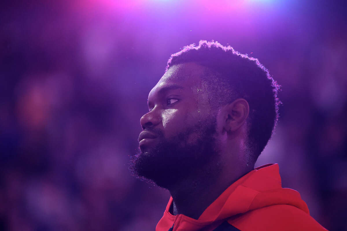 Zion Williamson of the New Orleans Pelicans stands for the national anthem before their game against the Golden State Warriors at Chase Center on October 30, 2024 in San Francisco, California.