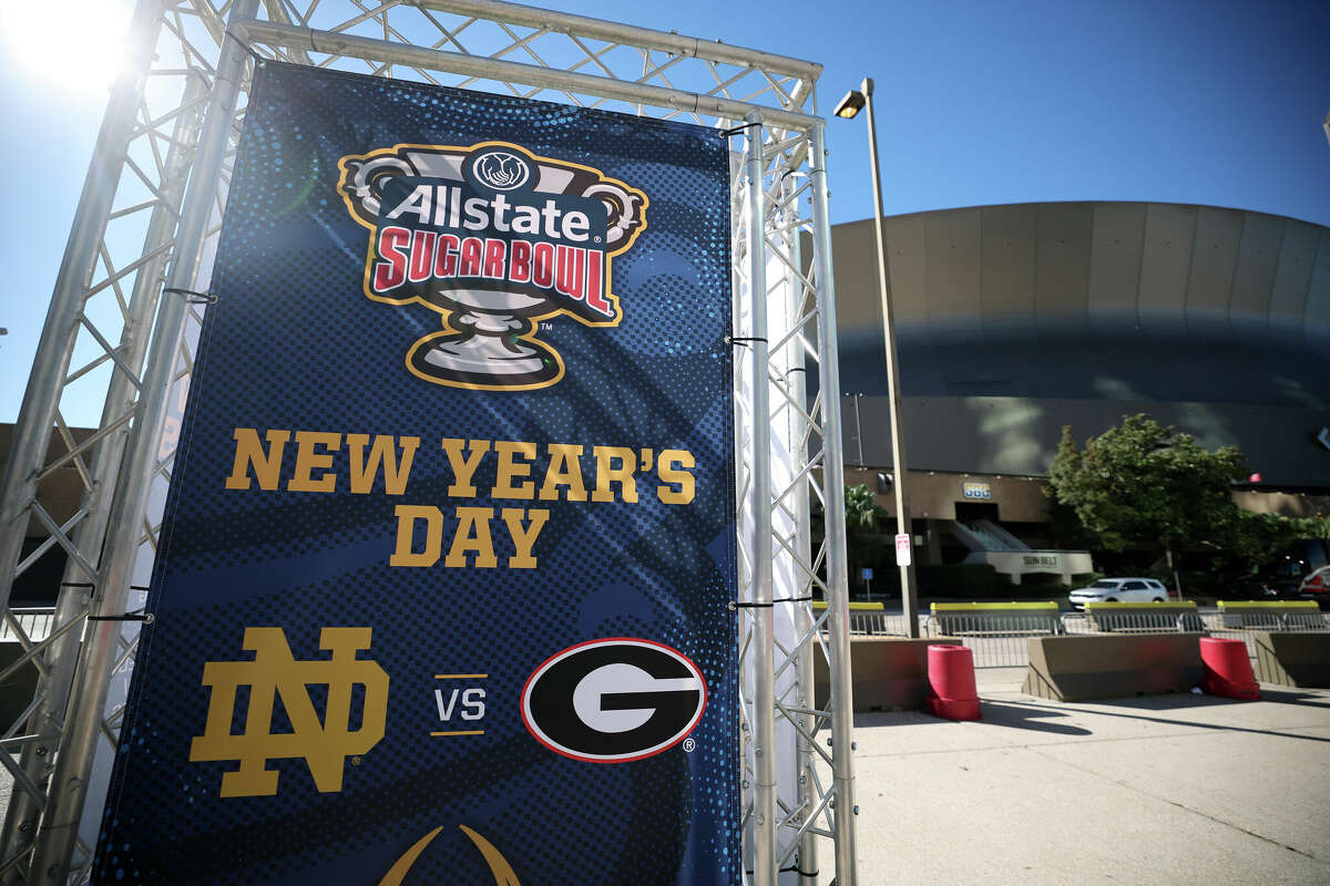 NEW ORLEANS, LOUISIANA - JANUARY 01: A sign for the Allstate Sugar Bowl between Georgia and Notre Dame is seen outside the Louisiana Superdome after at least ten people were killed on Bourbon Street when a person allegedly drove into a crowd in the early morning hours of New Year's Day on January 1, 2025 in New Orleans, Louisiana. Dozens more were injured after a suspect in a rented pickup truck allegedly drove around barricades and through a crowd of New Year's revelers on Bourbon Street. The suspect then got out of the car, opened fire on police officers, and was subsequently killed by law enforcement. (Photo by Chris Graythen/Getty Images)