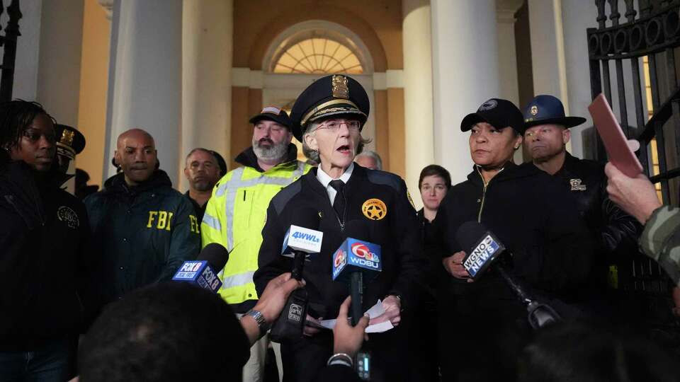 Superintendent of Police for the New Orleans Police Department Anne Kirkpatrick makes a statement after a vehicle drove into a crowd on New Orleans' Canal and Bourbon Street, Wednesday Jan. 1, 2025. Kirkpatrick was at the Oakland Police Chief. (AP Photo/Gerald Herbert)