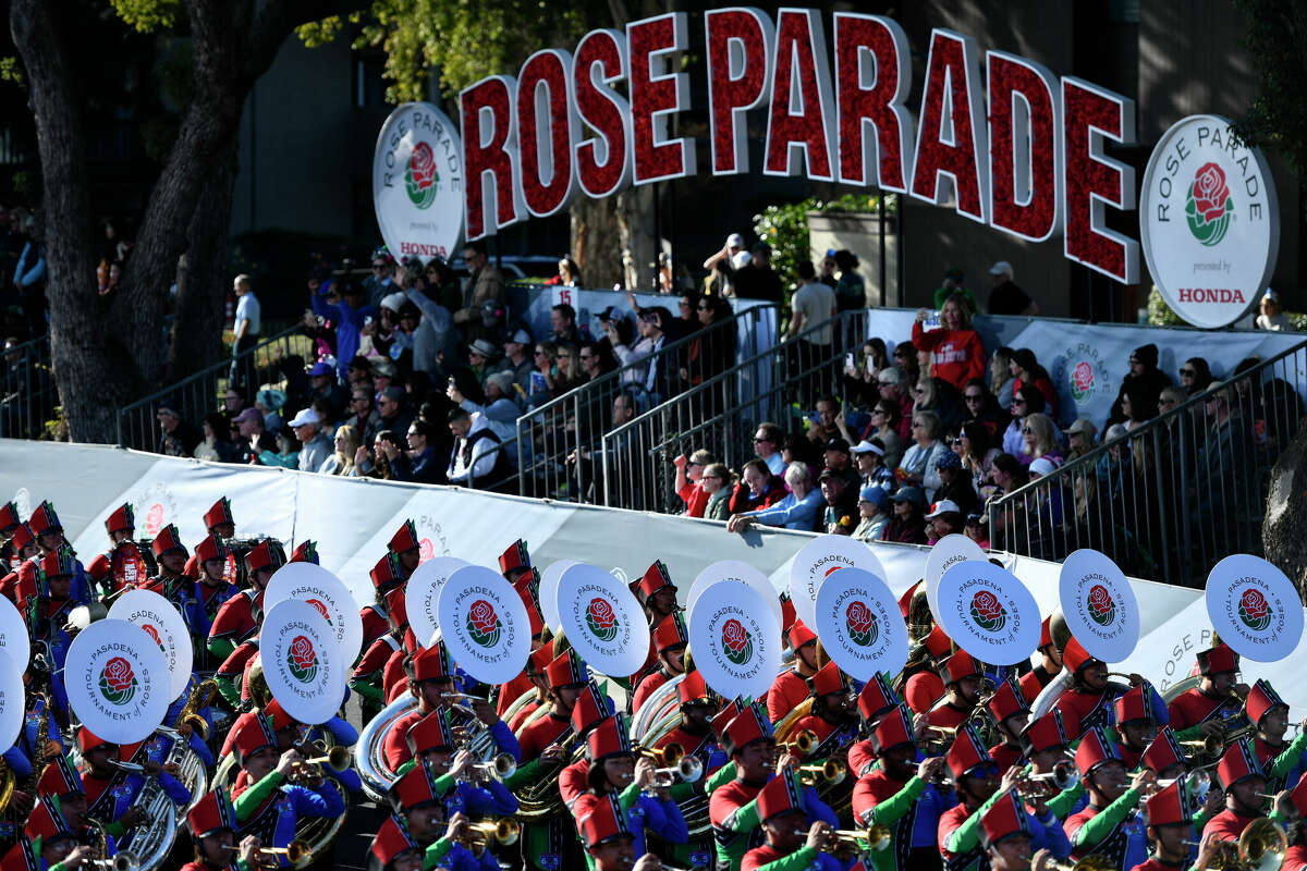 The 605 Allstar band participates in the 136th Rose Parade Presented By Honda on January 01, 2025 in Pasadena, California.