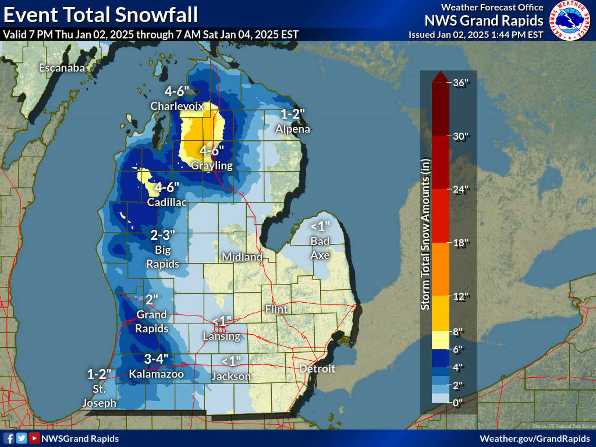 A couple inches of lake effect snow expected tonight in West Michigan