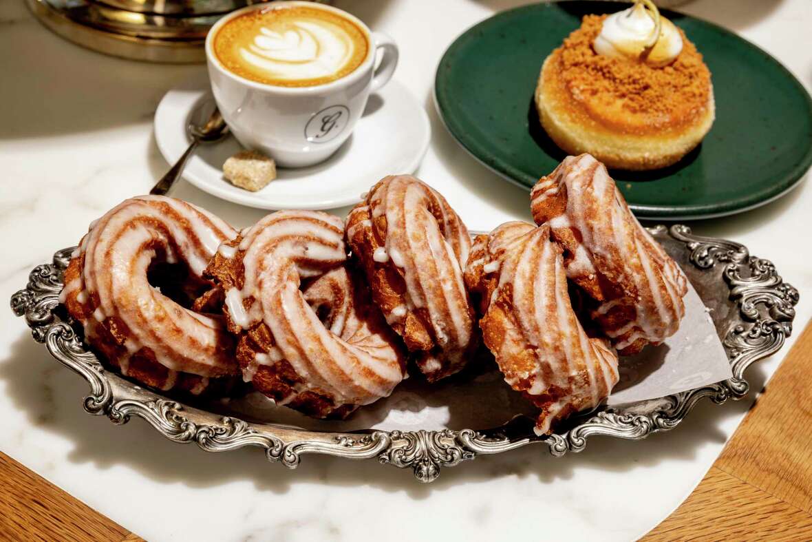 Crullers with vanilla glaze photographed at George?’s Donuts & Merriment in the West Portal neighborhood of San Francisco, Thursday, Jan. 2, 2025.